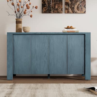 Retro 4-Door Sideboard: Distressed Finish with Adjustable Shelves