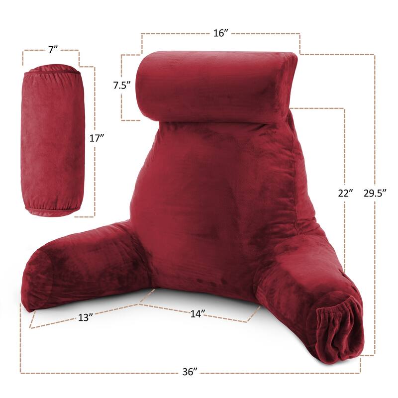 Empyrean Backrest Reading Pillow with Arms - Shredded Memory Foam Back Support Bed Rest Pillow