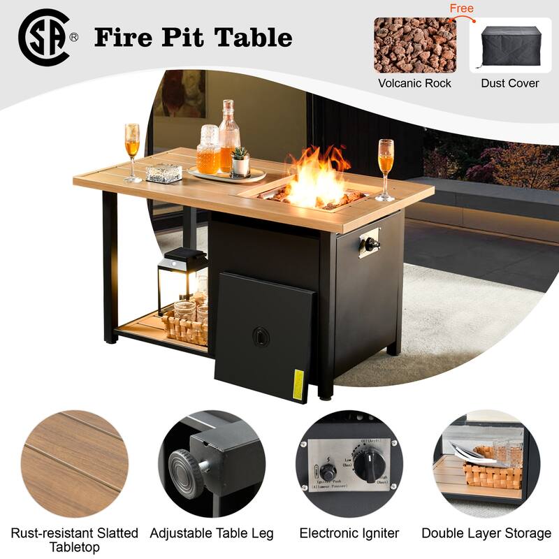 HOOOWOOO 8-piece Wicker Outdoor Patio Furniture Sofa Set Fire Pit Set