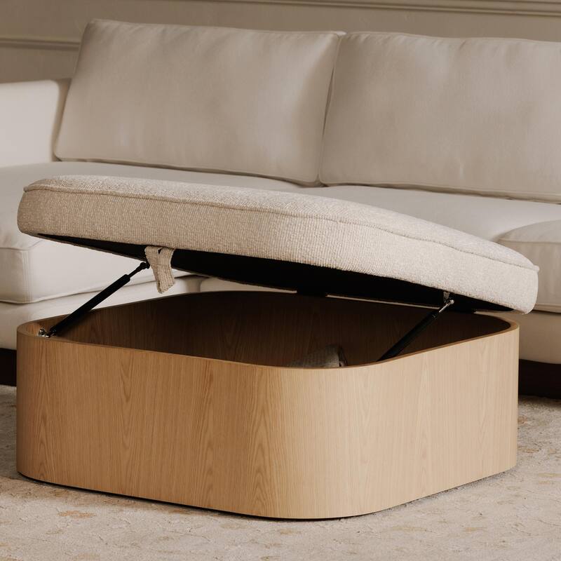 NADAAL STUDIOS Clarisse, Storage Ottoman With Upholstered Seat - 35"W x35"D x17"H