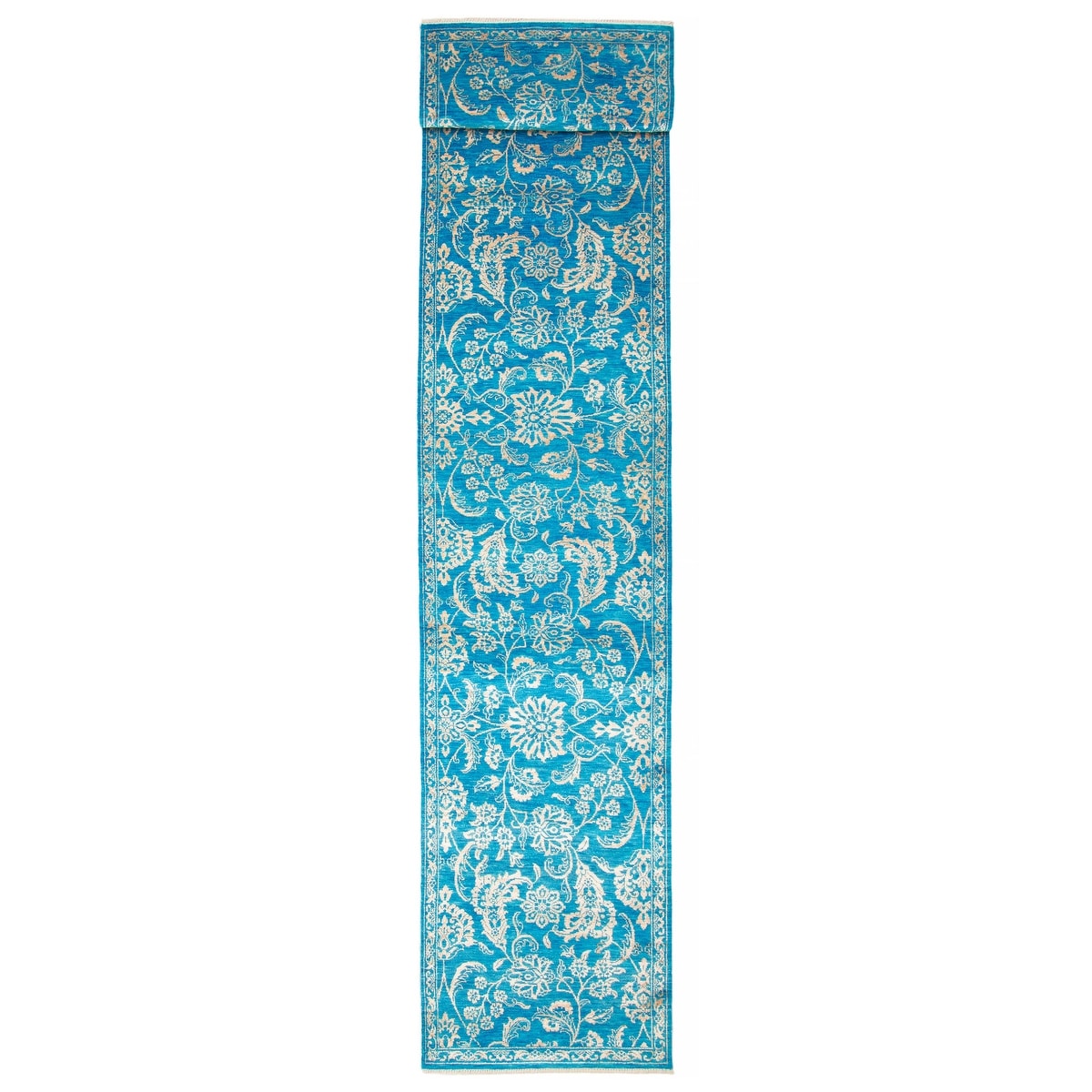 ECARPETGALLERY Hand-knotted Heritage Blue Silk, Wool Rug - 2' 8" x 14' 2"