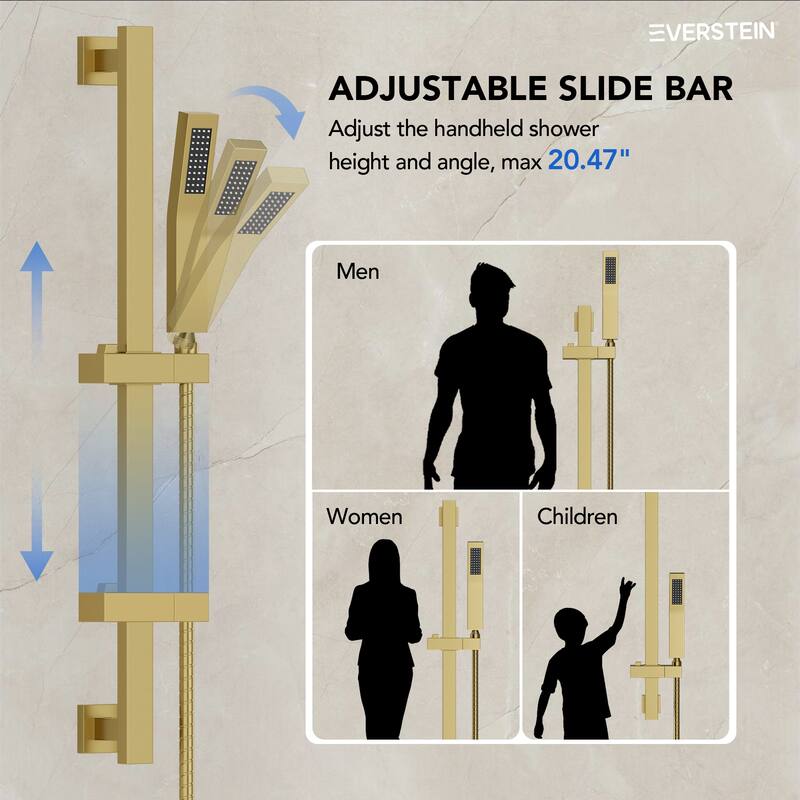 Dual-Function Wall Mounted Waterfall & Rainfall Shower Faucet Set With Rough-In Valve - 22"*10"