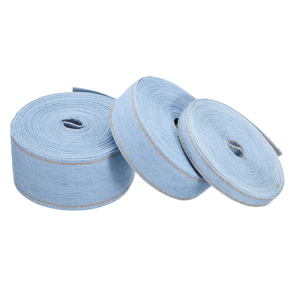 3/8", 1", 1.5" Denim Ribbon Set, 3 Sizes Total 16.5 Yard Craft Strip
