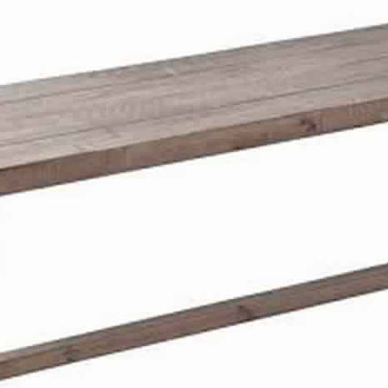 Farmhouse Wooden Dining Bench with Grain Details and Plank Top, Brown - 18 H x 60 W x 16 L