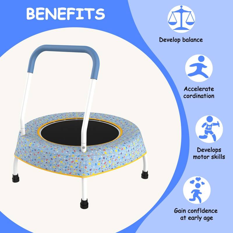 27.5 in.W Toddler Trampoline for Kids 1 Year Plus with Handle