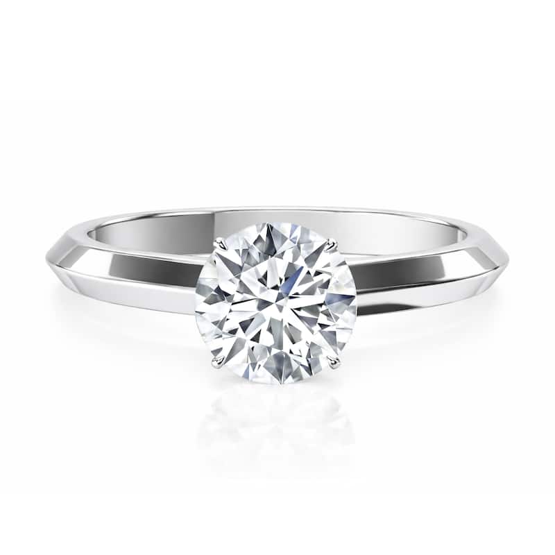 Auriya 14K Gold Knife Edge Lab Grown Round Diamond Engagement Ring 1.00 - 5.00ct. tw. (F-G, VS) - 4.00 carats - 5.5 - White