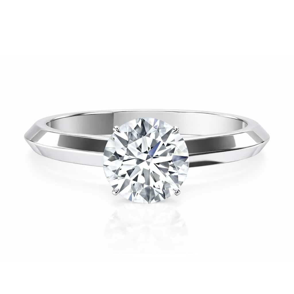 Auriya 14K Gold Knife Edge Lab Grown Round Diamond Engagement Ring 1.00 - 5.00ct. tw. (F-G, VS)