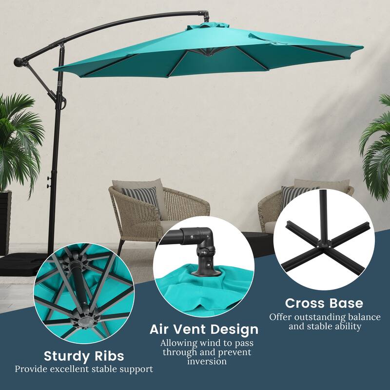 Weller 10-foot Offset Cantilever Hanging Patio Umbrella