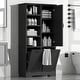 preview thumbnail 1 of 75, GDFStudio - Elijah Tall Bathroom Cabinet with Tilt-Out Laundry Hampers and Adjustable Shelves Storage Cabinet - Black