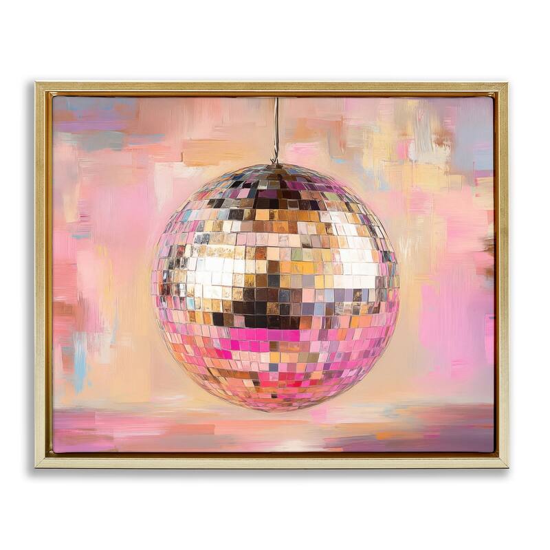 Stupell Mirrored Disco Ball Framed Floater Canvas Wall Art Design By Nini Art - 21 x 17 - Gold