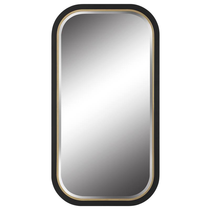 Uttermost Nevaeh Curved Rectangle Mirror - 23"W X 43"H X 1"D - Black/Gold