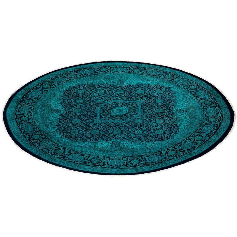 Fine Vibrance, One-of-a-Kind Hand-Knotted Area Rug - Blue, 6' 8" x 6' 9" - 6' 8" x 6' 9"