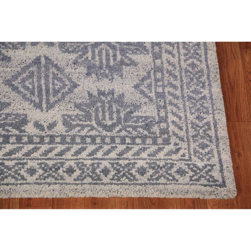 Modern Geometric Moroccan Indian Area Rug Hand-Knotted Wool Carpet - 4'11" x 7'11"