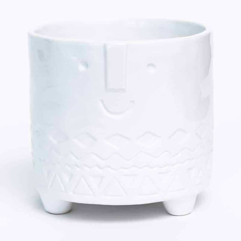 White Friendly Face Footed Planter
