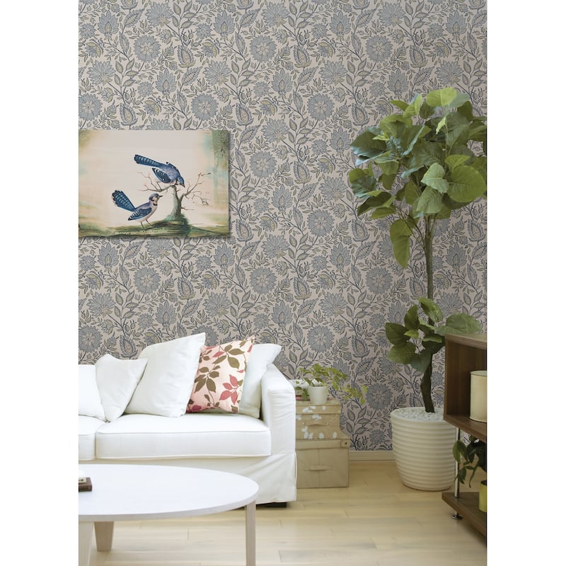 NuWallpaper Waverly Indira Aster Blue Peel and Stick Wallpaper - N/A