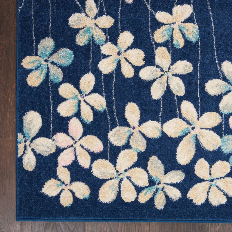 Power Loomed Floral Traditional Stain Resistant Area Rug