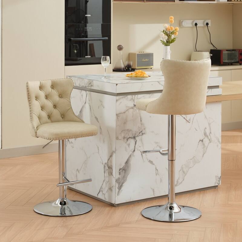 Swivel Foam Barstools Adjusatble Seat Set of 4
