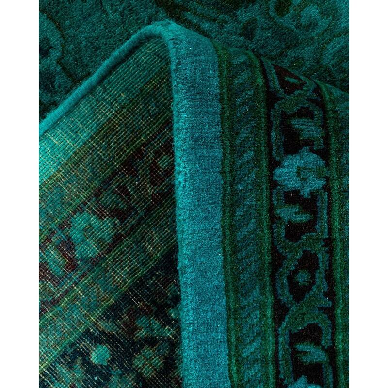 Overton Hand Knotted Wool Vintage Inspired Modern Contemporary Overdyed Blue Runner Rug - 2' 9" x 17' 10"