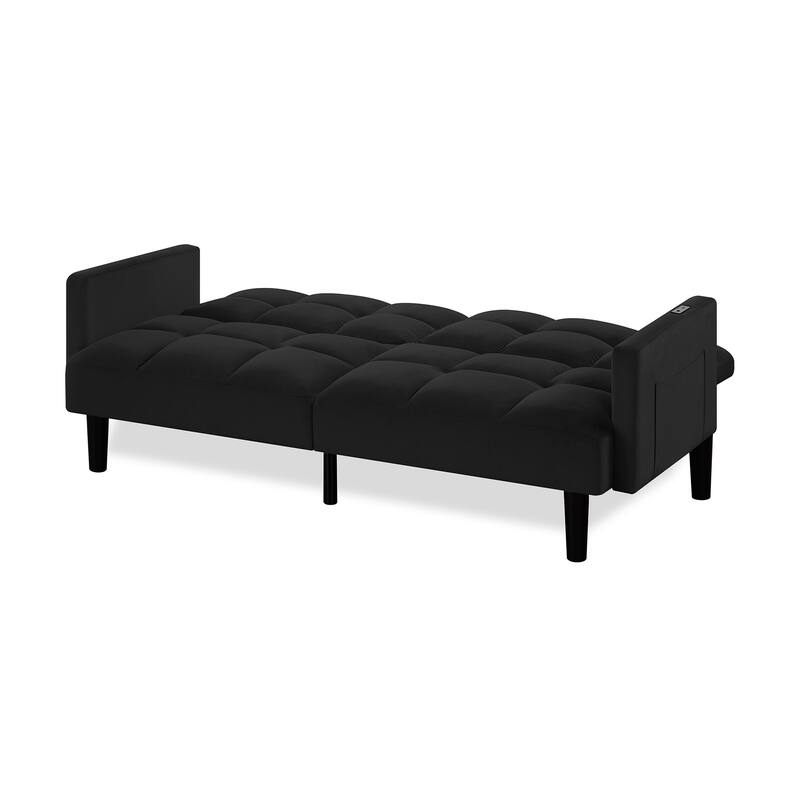 Velvet Futon Couch Sofa Lounge Sofa with Adjustable Backrest, Convertible Folding Sofa Bed Sleeper Sofa