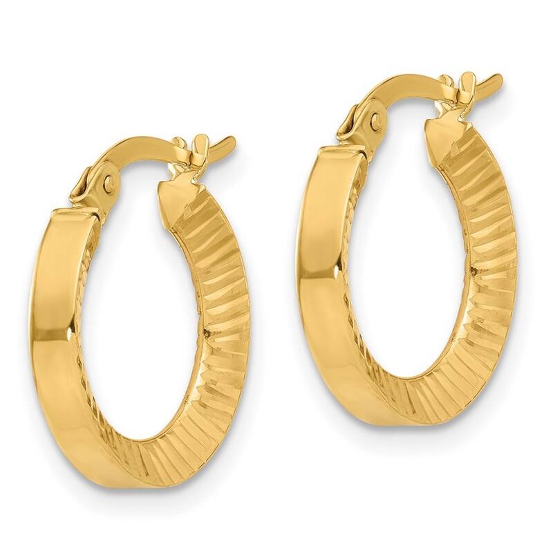 Curata 14k Yellow Gold Polished Sparkle Cut Hoop Earrings - 18.2x16mm