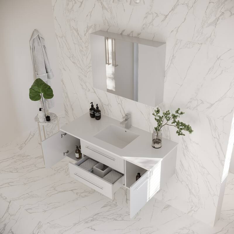 Fresca Lucera 48" Wall Mounted Single Basin Vanity Set with Cabinet,