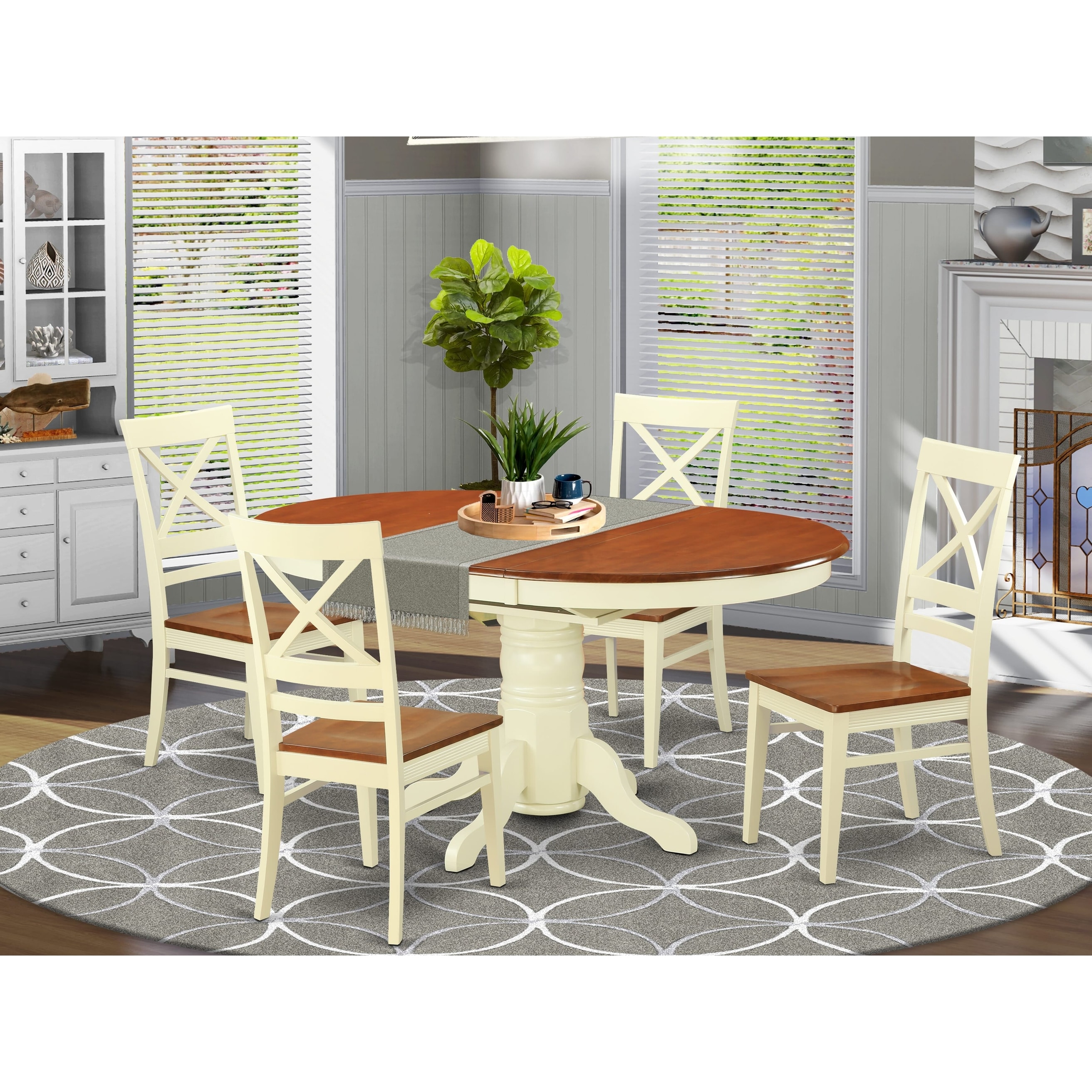 East West Furniture 5 Piece Kitchen Table Set- an Oval-image