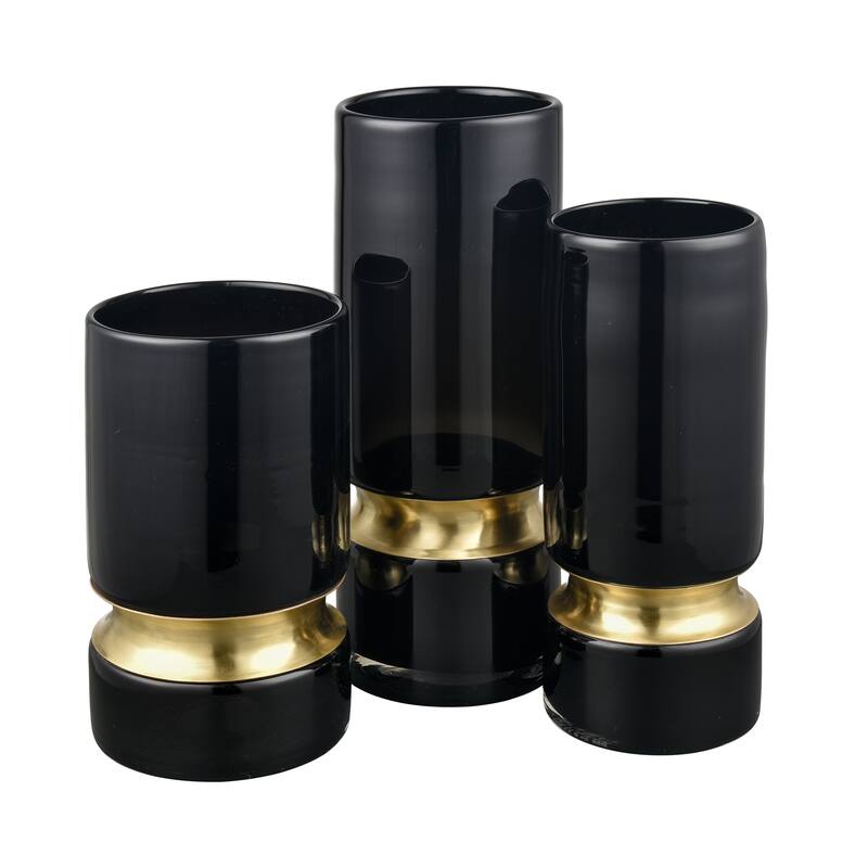 Elk Home Brooke Black Finish Glass 5 Inch Wide Vase