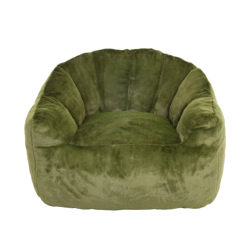 Faux Fur Shell-Shaped Bean Bag Chair, Oversized Adults Bean Bag Sofa, Bean Bag Lazy Chair with Armrests for Gaming, Reading