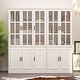 preview thumbnail 23 of 82, White Buffet Sideboard & Curio Bookcase Cabinet with Glass Doors