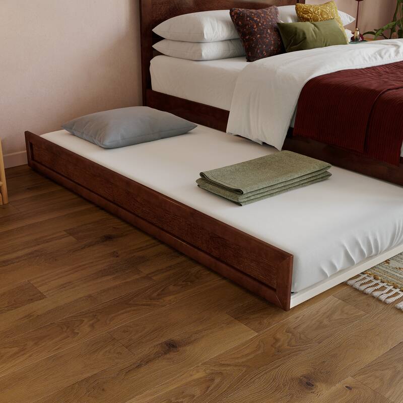 Aveline Wood Platform Bed with Matching Footboard & Trundle