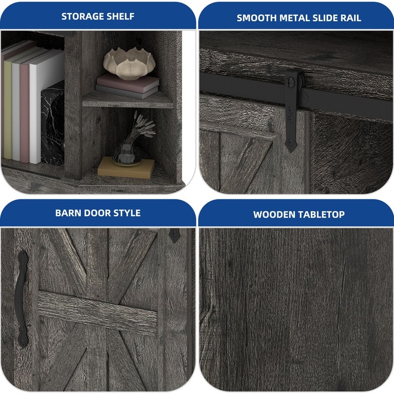 Moasis 47.2" W Corner TV Stand with Power Outlet, Barned-Door Cabinet