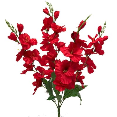 Red Gladiola Bush Artificial Flowers