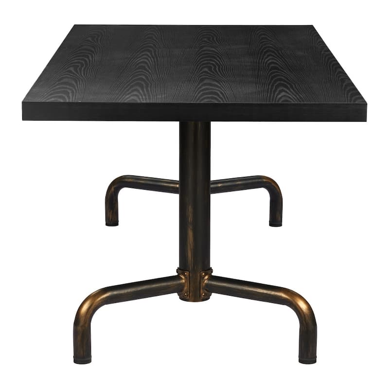 HomeRoots 71" Black and Gold Wood and Steel Trestle Base Dining Table - 71.00 in. x 29.50 in. x 36.00 in.