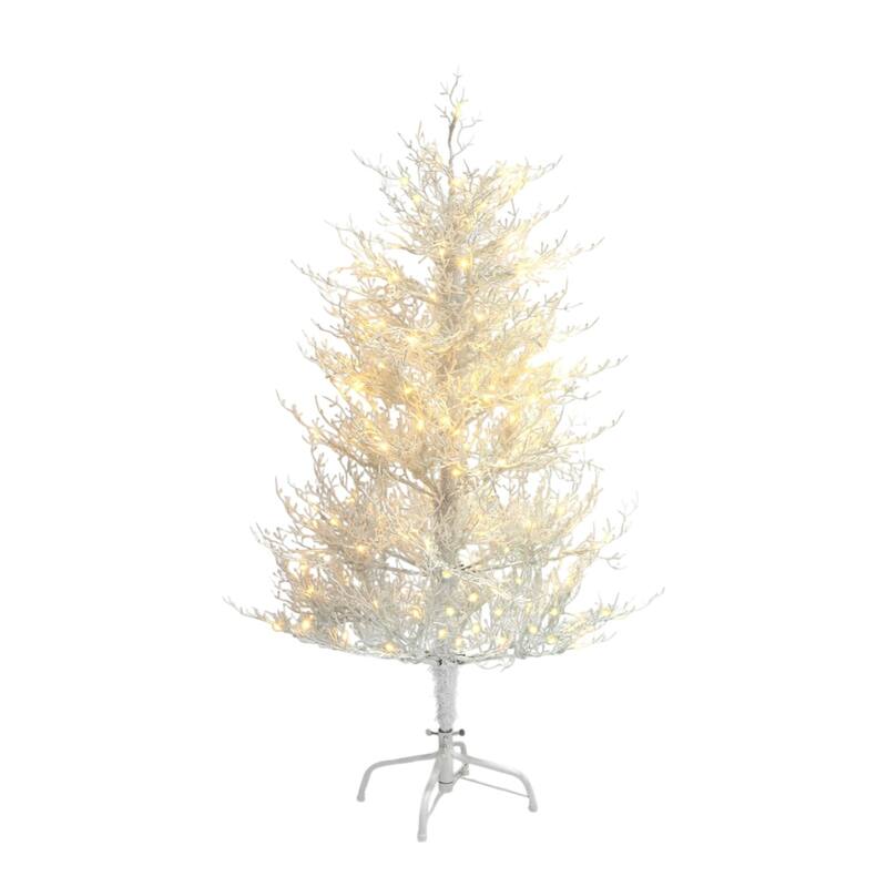 HomeRoots 4' White Pre Lit Sparse Artificial Christmas Tree - 33.50 in. x 48.00 in. x 33.50 in.