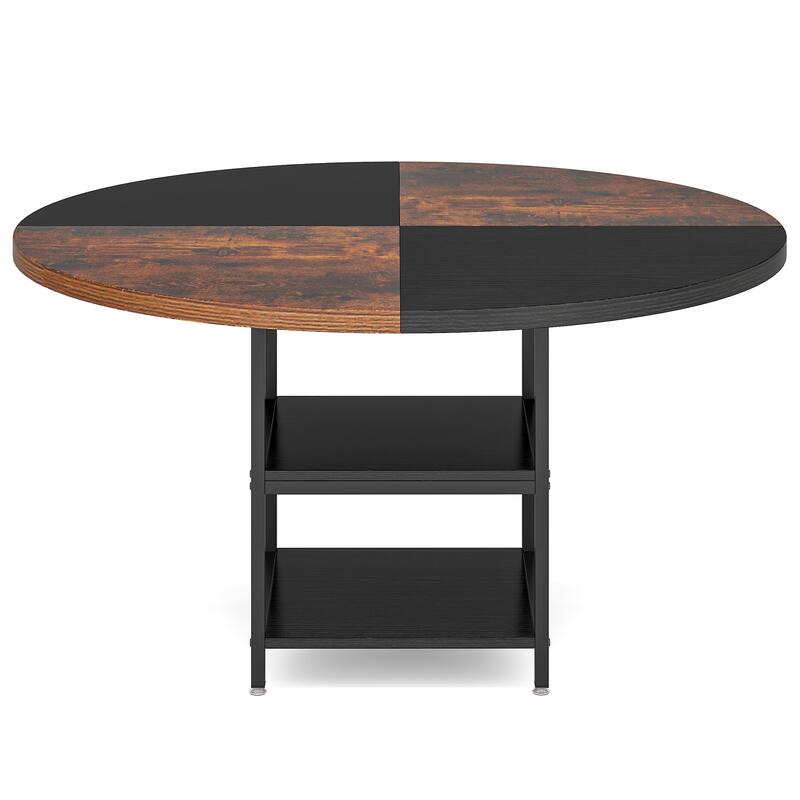 47" Round Dining Table for 4, Wood Kitchen Table Large Dinner Table