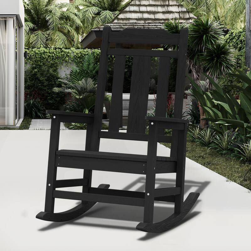 Outdoor Patio HDPE Rocking Chiar, Extra Wide Seat & Backrest