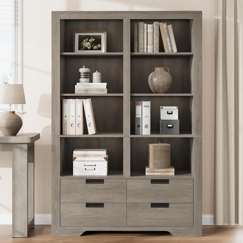 72 in Tall Bookcase, Freestanding Display Storage Bookshelves with Storage