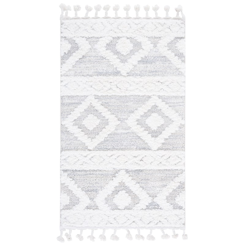SAFAVIEH Moroccan Tassel Shag Marybelle 2-inch Thick Rug - 3' x 5' - Ivory/Beige