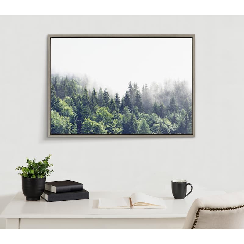 Kate and Laurel Sylvie Fog Framed Canvas by The Creative Bunch Studio