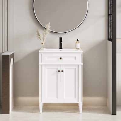 Retro Bathroom Vanity W/ Drop in Sink Combo Cabinet Set