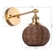 preview thumbnail 6 of 10, Brass Globe Rattan 1-Light Wall Sconce Wall Light