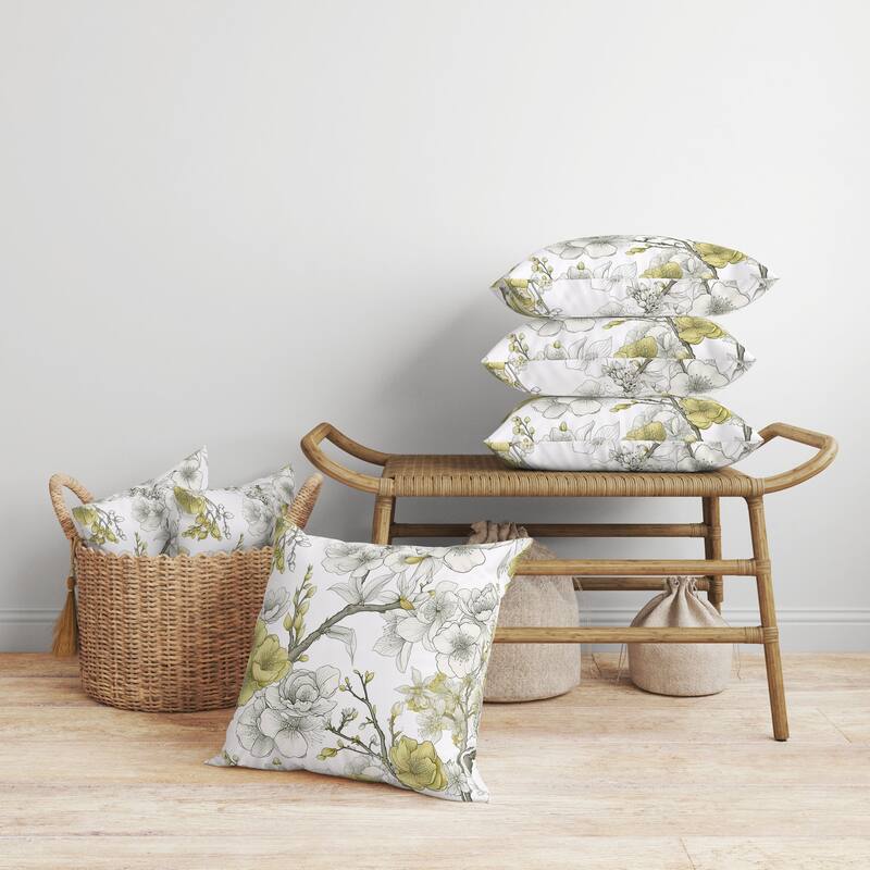 Petal Poetry Faux Suede Reversible Throw Pillow White and Gold