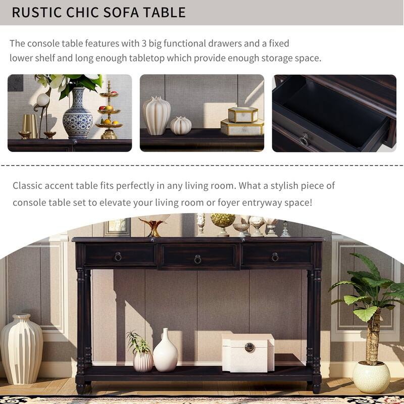 Console Sofa Table with Drawers for Entryway