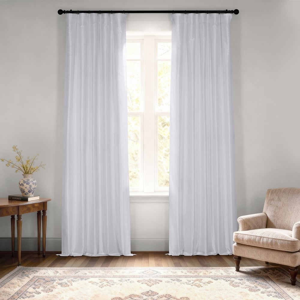 Exclusive Fabrics Ice Vintage Textured Faux Dupioni Room Darkening Silk Curtains (1 Panel)