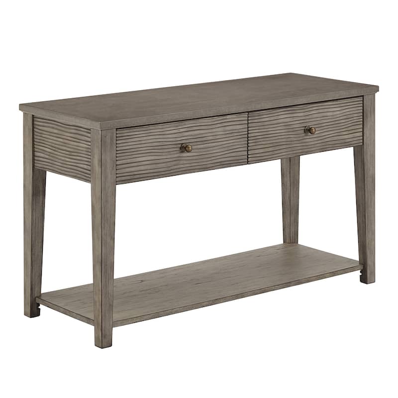 Coober Antique Grey Finish Grey Fiber Cement Sofa Table with Shelf by iNSPIRE Q Modern