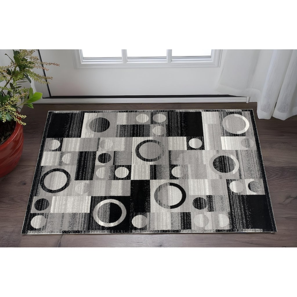 HomeRoots Geometric Modern Rectangle Area Rug - 60.00 in. x 27.00 in. x 0.30 in.