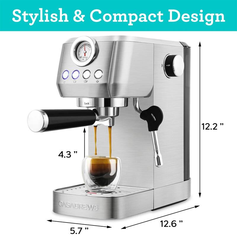 CASABREWS 20-Bar Espresso Coffee Machine with Powerful Steam Wand