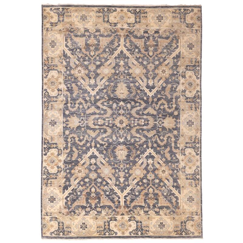 ECARPETGALLERY Hand-knotted Modern Oushak Dark Navy Wool Rug - 9'10 x 14'2