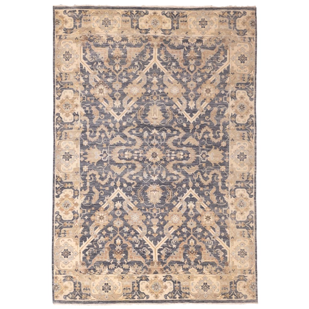 ECARPETGALLERY Hand-knotted Modern Oushak Dark Navy Wool Rug - 9'10 x 14'2