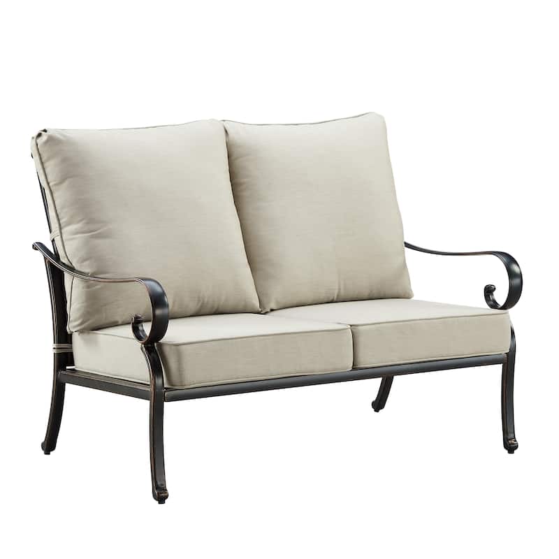 Black Aluminum Deep Seating Deep Seating Loveseat with Cushions